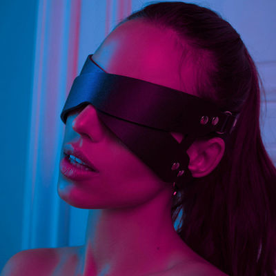 Mascarada de olhos de silicone ABS BDSM Bondage Couple Sex Toy Leather Slave