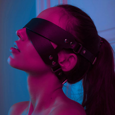 Mascarada de olhos de silicone ABS BDSM Bondage Couple Sex Toy Leather Slave