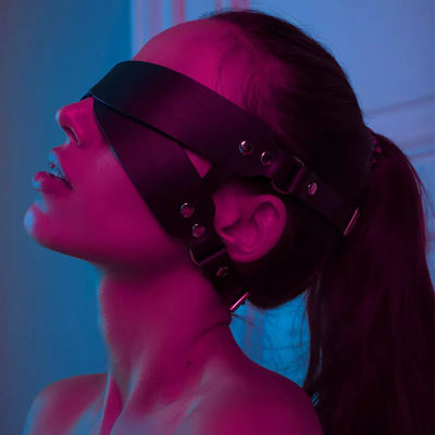 Mascarada de olhos de silicone ABS BDSM Bondage Couple Sex Toy Leather Slave