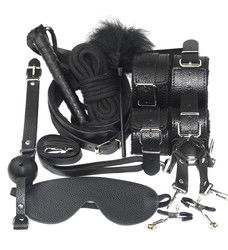 10 Set Light Self Bondage Kit Kit de couro SM Escravo Paixão Fetiche Cama de retenção