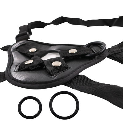 BDSM Lésbico Usável Conjunto de Calças De Dildo De Borracha Preta Para Homens