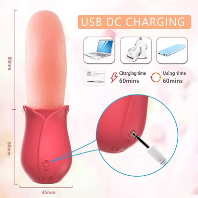250g Rose Vibrator Brinquedo Sexual Mamilo Estimulador do Clitóris Usável Vibrator de Linguagem Longa