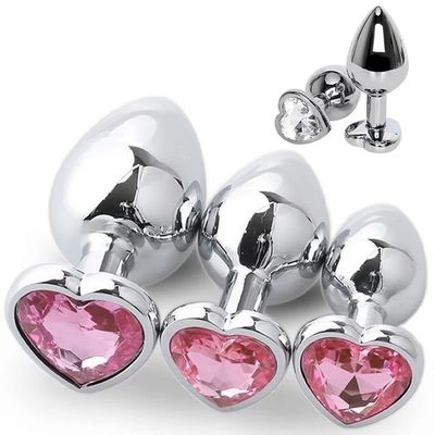 Brinquedo de masturbação masculino em forma de coração Vibrante Butt Dildo Multicolor Brinquedo de rabo de metal