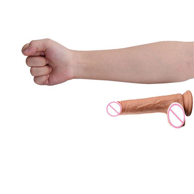 Marrom Carne Masculino Realista Dildos Líquidos Suave Silicone Borracha Brinquedos Sexuais Para Mulheres Com Forte Sucção