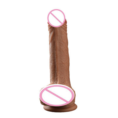 Marrom Carne Masculino Realista Dildos Líquidos Suave Silicone Borracha Brinquedos Sexuais Para Mulheres Com Forte Sucção