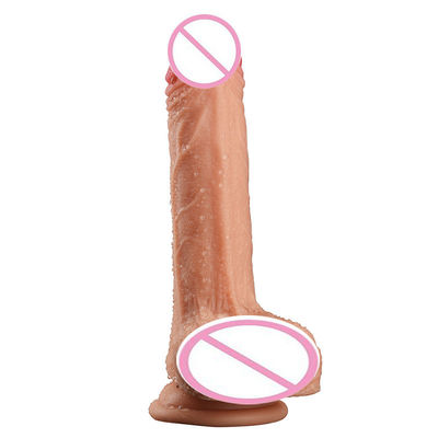 Marrom Carne Masculino Realista Dildos Líquidos Suave Silicone Borracha Brinquedos Sexuais Para Mulheres Com Forte Sucção