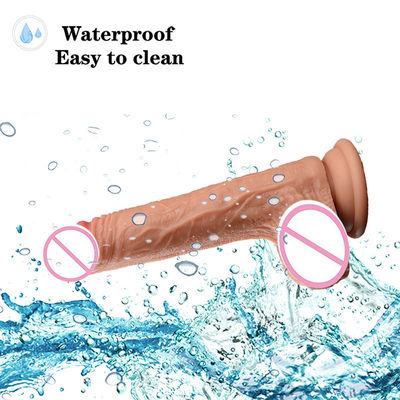 Marrom Carne Masculino Realista Dildos Líquidos Suave Silicone Borracha Brinquedos Sexuais Para Mulheres Com Forte Sucção