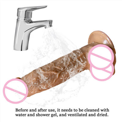 Pênis Artificial Anal Homem Realista Dildo Líquido Suave Silicone Borracha Brinquedos Sexuais Para Mulheres Forte Sucção Copo de mãos livres