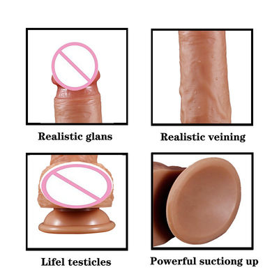 Pênis Artificial Anal Homem Realista Dildo Líquido Suave Silicone Borracha Brinquedos Sexuais Para Mulheres Forte Sucção Copo de mãos livres