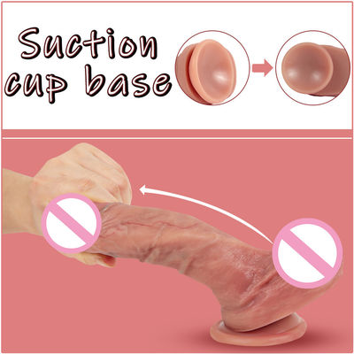 418g de carne marrom, silicone, dildo suave, ROHS, realista, pênis, masculino e feminino.