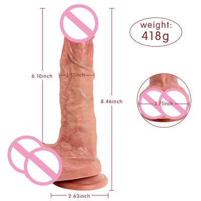 418g de carne marrom, silicone, dildo suave, ROHS, realista, pênis, masculino e feminino.