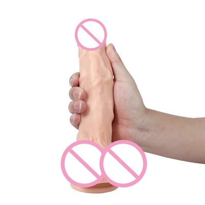 Pvc Marrom Homem Realista Dildo Grande Dildo de silicone Forte Sucção Copo Mãos livres