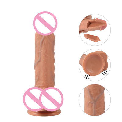 Carne Marrom de silicone real Mulheres Dildo Sexo Homem Pênis Brinquedo ROHS