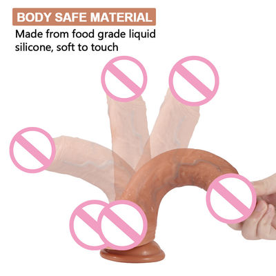 Carne Marrom de silicone real Mulheres Dildo Sexo Homem Pênis Brinquedo ROHS