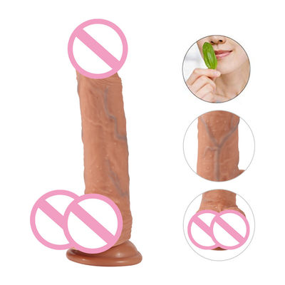 Carne Marrom de silicone real Mulheres Dildo Sexo Homem Pênis Brinquedo ROHS