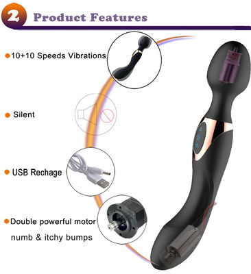 22cm Mulheres Pessoais AV Wand ODM 300g Vibrator do Clit Recarregável Massagista de vareta