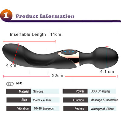 22cm Mulheres Pessoais AV Wand ODM 300g Vibrator do Clit Recarregável Massagista de vareta