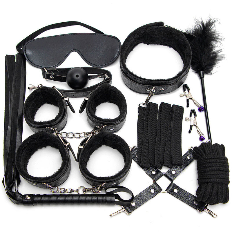 10 Set Light Self Bondage Kit Kit de couro SM Escravo Paixão Fetiche Cama de retenção