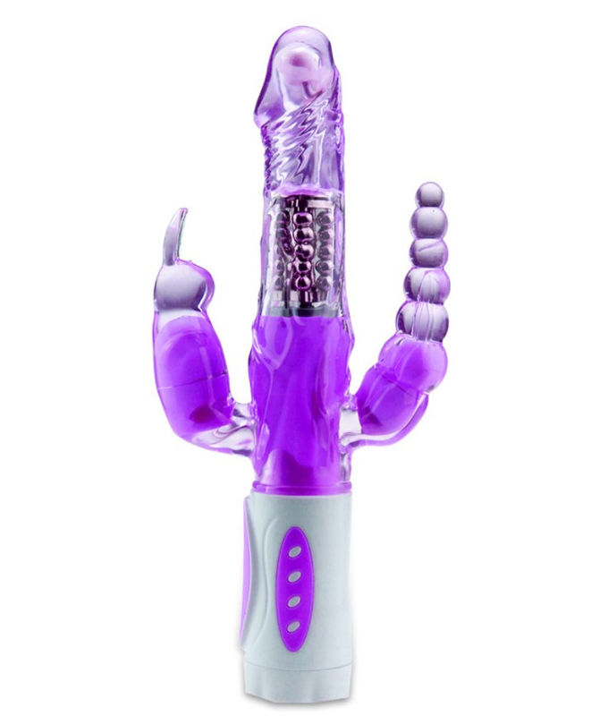 3 em 1 Violeta Xxx Vibrator Lésbico Adult Toy Butterfly 360 Vibrator de Coelhinho
