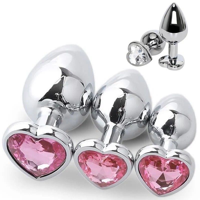 Brinquedo de masturbação masculino em forma de coração Vibrante Butt Dildo Multicolor Brinquedo de rabo de metal