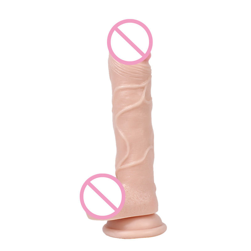 21.5 X 4cm 350g Dildo de silicone líquido Marrom Carne Hiper realista Dildo para mulheres
